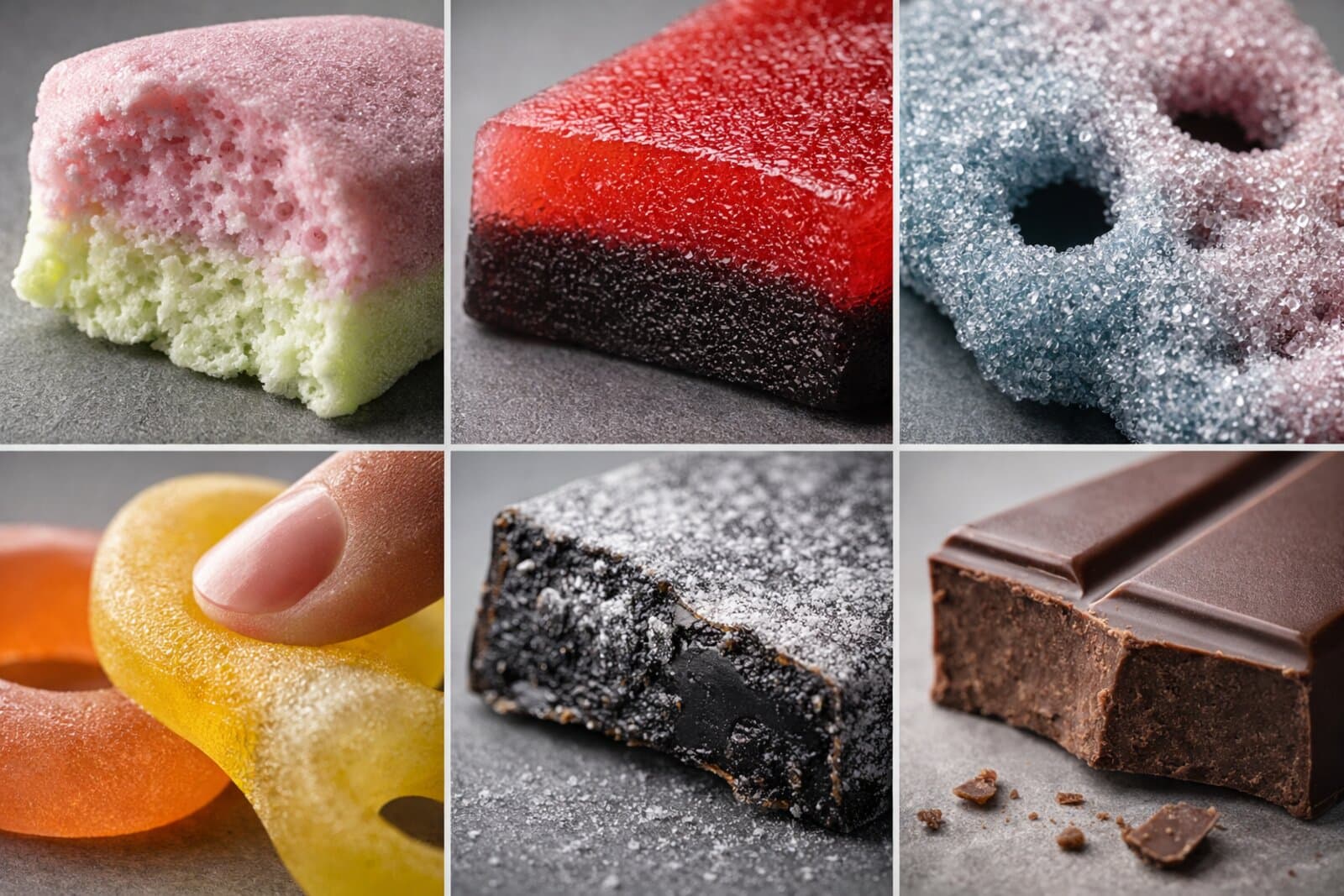 Close-up of Swedish candy ingredient label with translations